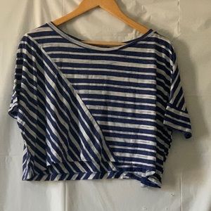 Lush Large Crop Top Striped Pattern Assymetrical Pattern